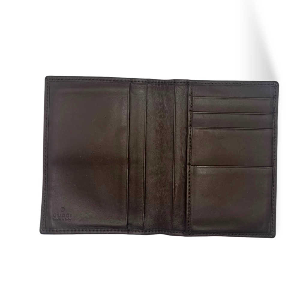 Gucci GG Monogram Wallet Brown Canvas Leather Vintage Authentic - Picture 9 of 11